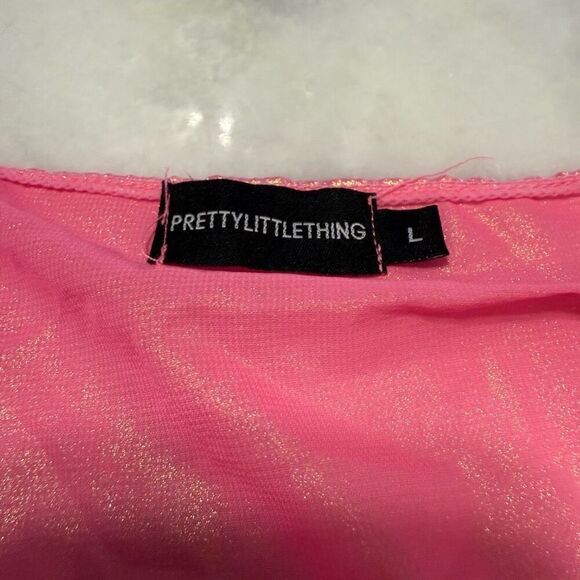 PrettyLittleThing Metallic 3-Piece Underwired Cover Up Pink Bikini Set Size 12 - Picture 5 of 11